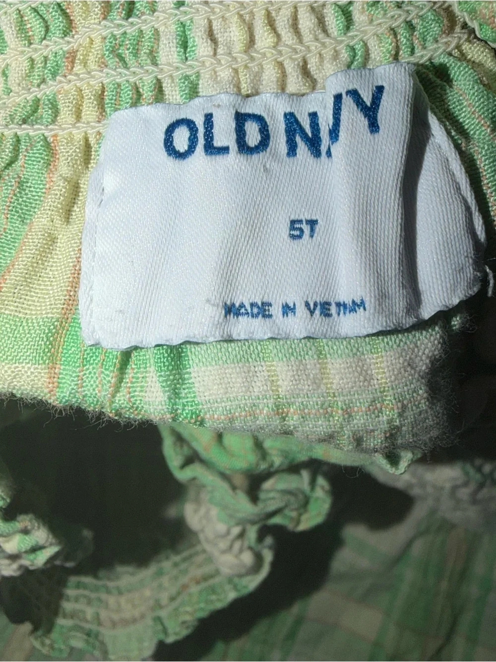 2000s whimsical green plaid KIDS mini dress with ruffle straps and smocked waist